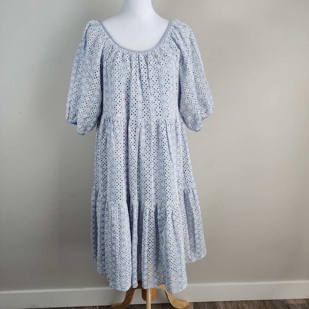 Joe‎ Jillian Harris Eyelet Tiered Dress Womens Small Prairie Farmhouse Cottage - Picture 2 of 15